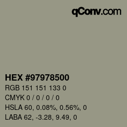 Color code: HEX #97978500 | qconv.com