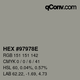 Color code: HEX #97978E | qconv.com