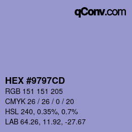 Color code: HEX #9797CD | qconv.com