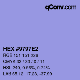 Color code: HEX #9797E2 | qconv.com