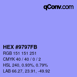 Color code: HEX #9797FB | qconv.com