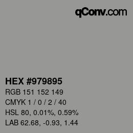 颜色代码: HEX #979895 | qconv.com