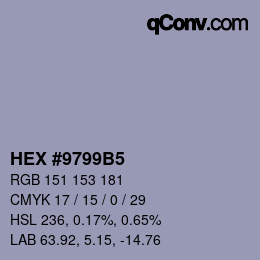 颜色代码: HEX #9799B5 | qconv.com