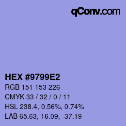 Código de color: HEX #9799E2 | qconv.com