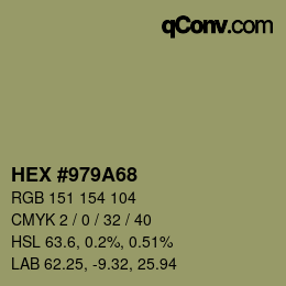 Color code: HEX #979A68 | qconv.com