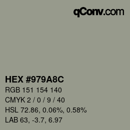 カラーコード: HEX #979A8C | qconv.com