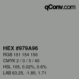 Farbcode: HEX #979A96 | qconv.com