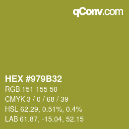 カラーコード: HEX #979B32 | qconv.com