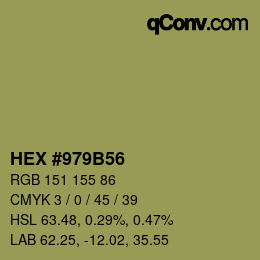 Code couleur: HEX #979B56 | qconv.com