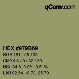 Farbcode: HEX #979B69 | qconv.com