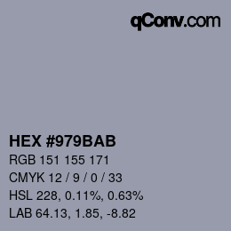 カラーコード: HEX #979BAB | qconv.com