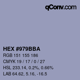 Color code: HEX #979BBA | qconv.com