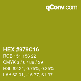 Color code: HEX #979C16 | qconv.com