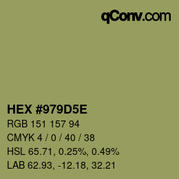 Farbcode: HEX #979D5E | qconv.com