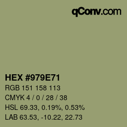 颜色代码: HEX #979E71 | qconv.com