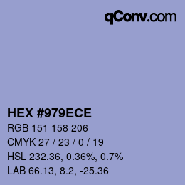 Farbcode: HEX #979ECE | qconv.com