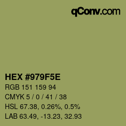 カラーコード: HEX #979F5E | qconv.com
