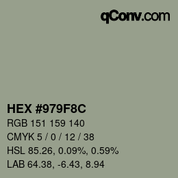 Color code: HEX #979F8C | qconv.com