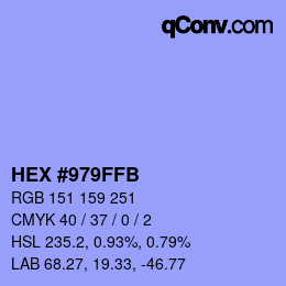 Color code: HEX #979FFB | qconv.com