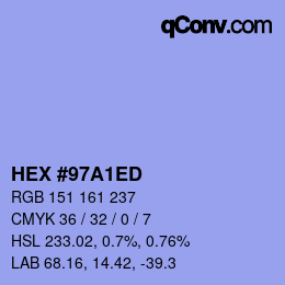 颜色代码: HEX #97A1ED | qconv.com