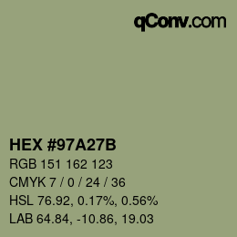 Código de color: HEX #97A27B | qconv.com