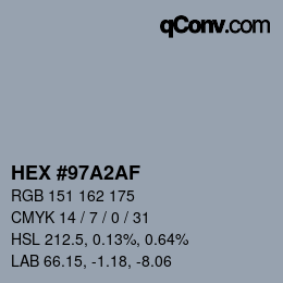Color code: HEX #97A2AF | qconv.com