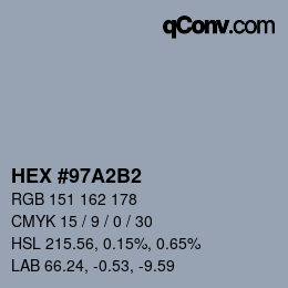 カラーコード: HEX #97A2B2 | qconv.com