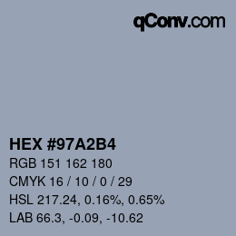 Color code: HEX #97A2B4 | qconv.com