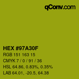 颜色代码: HEX #97A30F | qconv.com