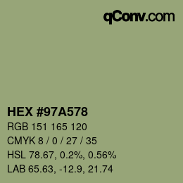 颜色代码: HEX #97A578 | qconv.com