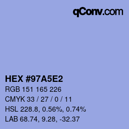 Color code: HEX #97A5E2 | qconv.com