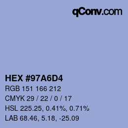 カラーコード: HEX #97A6D4 | qconv.com