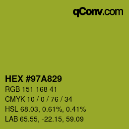 颜色代码: HEX #97A829 | qconv.com
