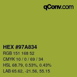 颜色代码: HEX #97A834 | qconv.com