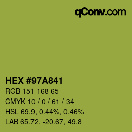 Color code: HEX #97A841 | qconv.com