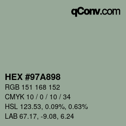 颜色代码: HEX #97A898 | qconv.com