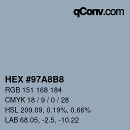 Color code: HEX #97A8B8 | qconv.com