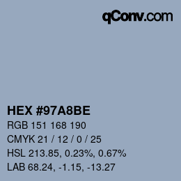 カラーコード: HEX #97A8BE | qconv.com