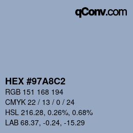 Color code: HEX #97A8C2 | qconv.com