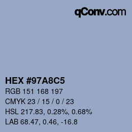 Color code: HEX #97A8C5 | qconv.com