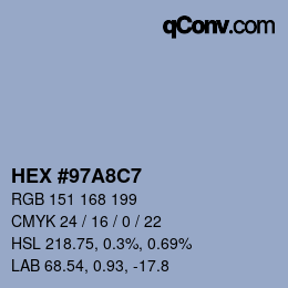 Color code: HEX #97A8C7 | qconv.com
