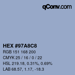 Color code: HEX #97A8C8 | qconv.com