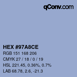 颜色代码: HEX #97A8CE | qconv.com