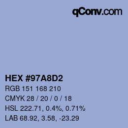 Color code: HEX #97A8D2 | qconv.com