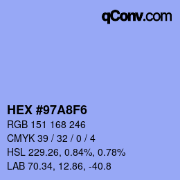 カラーコード: HEX #97A8F6 | qconv.com