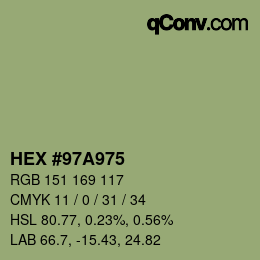 颜色代码: HEX #97A975 | qconv.com