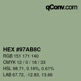 Color code: HEX #97AB8C | qconv.com