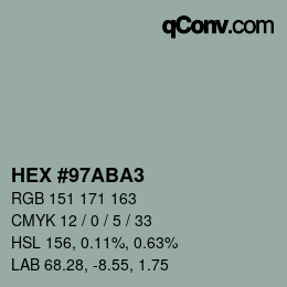 颜色代码: HEX #97ABA3 | qconv.com