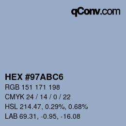 Farbcode: HEX #97ABC6 | qconv.com