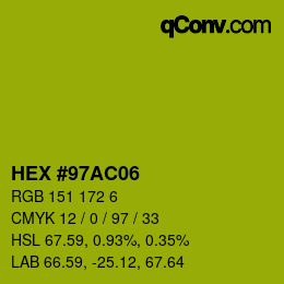 Color code: HEX #97AC06 | qconv.com